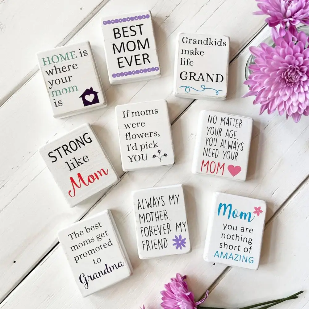 

Mother's Day Mini Wooden Sign Rustic Wood Block Decorative Sign Desktop Decoration Mother's Day Crafts Gift for Mom Grandma from