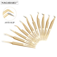 NAGARAKU Precision Fiber Tip Tweezer for Eyelash Extensions Professional Eyelash Tweezers Antistatic Straight