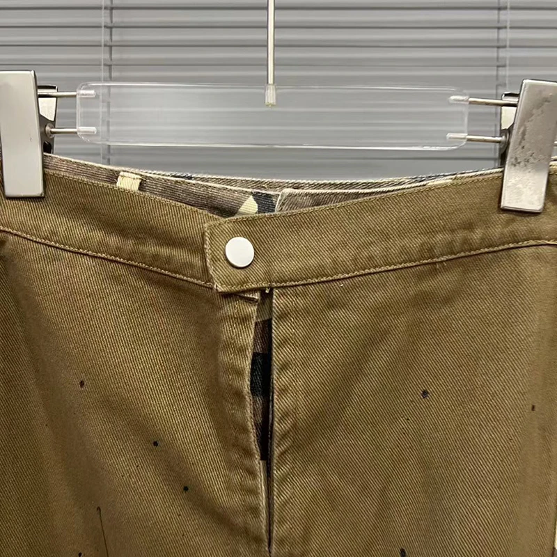 KBQ 히트 컬러 카모플라주 루즈 캐주얼 바지 여성용 하이웨이스트 스플라이스 포켓 카고 팬츠 여성 패션 가을 스타일 신상