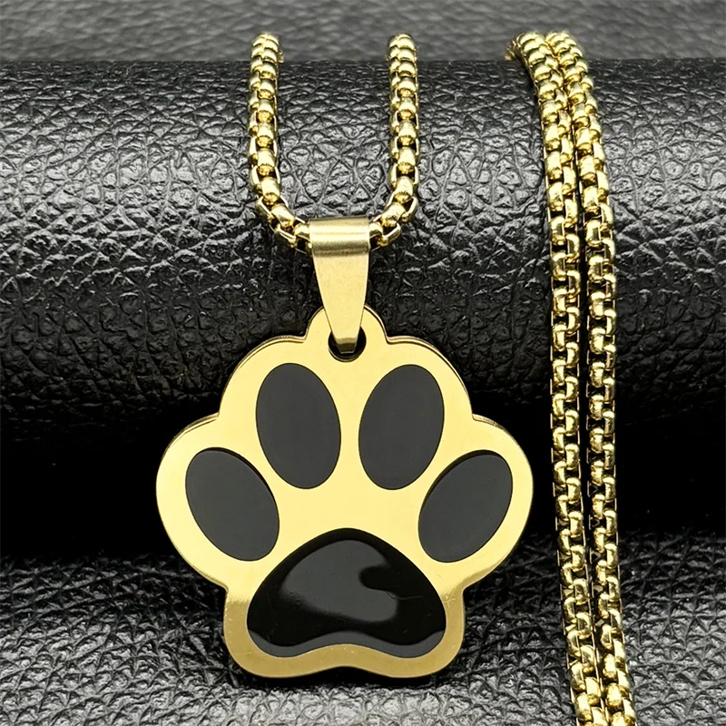 Schöne Hund Krallen Welpen Halskette Für Frauen Männer Edelstahl Gold Silber Farbe Nette Fußabdruck Kette Schmuck Geschenke Kragen – Detail 4