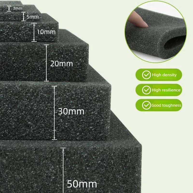 Black High Density Sponge Sheets Soft Water Absorbent Shockproof Foam Cushion Pad Custom Cuttable Box Packaging Liner Material