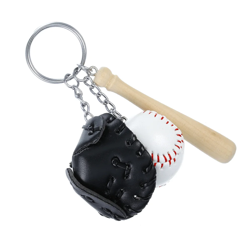 2 Pcs Key Ring Pendant Keyring Sports Chain 11*35cm Baseball Decor Black Child