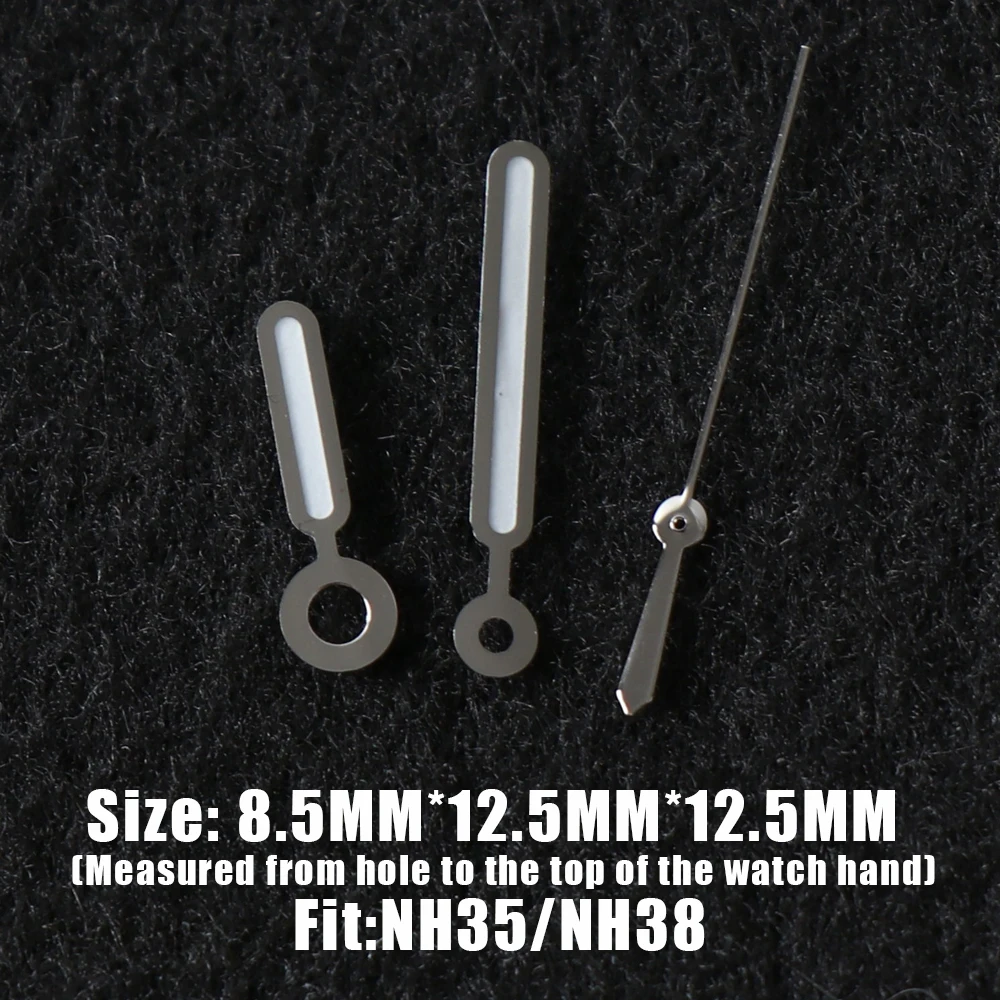 8.5*12.5*12.5mm NH35 Lancetta Dell'orologio per Seiko Nautilus NH35 NH36 Movimento Orologio Ago Lancette Verde Lume Argento Accessori Vintage