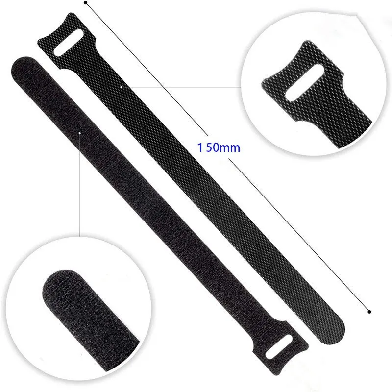 100pcs Cable Ties 150mmx12mm T Buckle Strap Nylon Loop Wrap Black Back To Back Data Cable Self Adhesive Cable Management