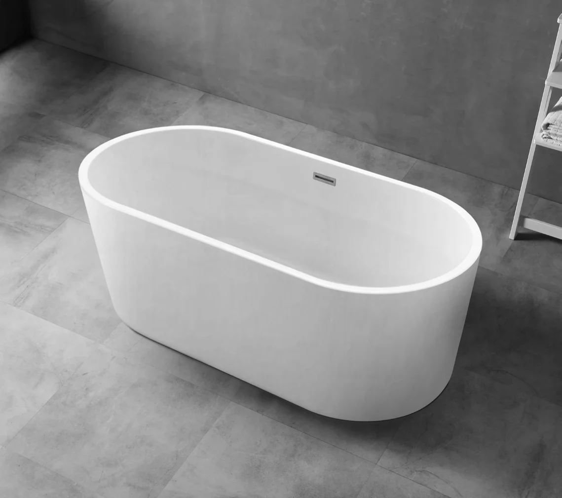 

CUPC High Quality 150cm White Acrylic Free Standing Bathtub Luxury Rectangular Oval Pattern Bath Tubs for Indoor Bathroom Use