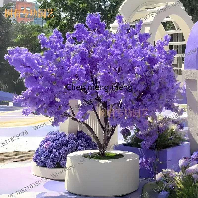 Árbol artificial de jacaranda grande, árbol de cerezo en flor, árbol artificial morado para decoración de interiores, bodas, ventanas y paisajismo.