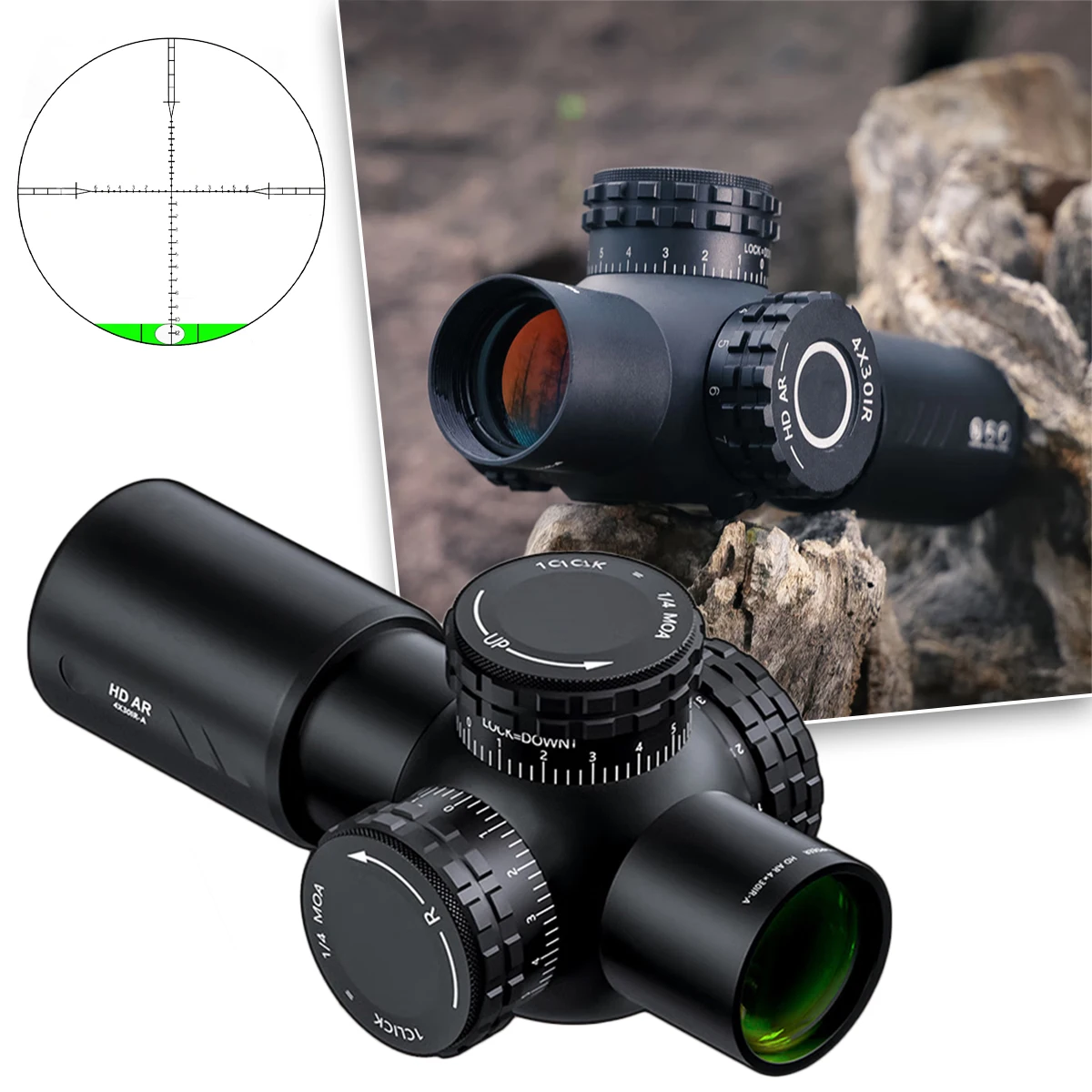 

Hdar4X30Ir Tactical Scope Quick Aiming Slingshot Sight 34 Diameter Level with 20Mm Integrated Bracket for Hunting Shooting