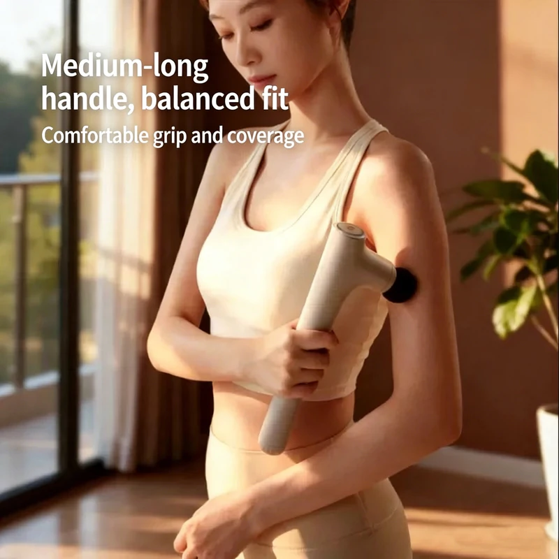 Long Handle Back Massage Gun Deep Tissue Fascia Gun 3 Adjustable Length 4 Heads Brushless Motor Massager