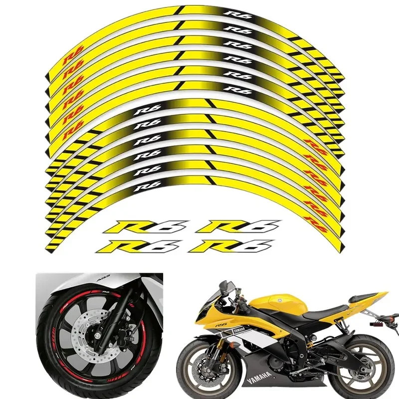 MOTO For YAMAHA YZF R6 YZF-R6 YZFR6 Motorcycle Parts Contour Wheel Decoration Decal Sticker - A