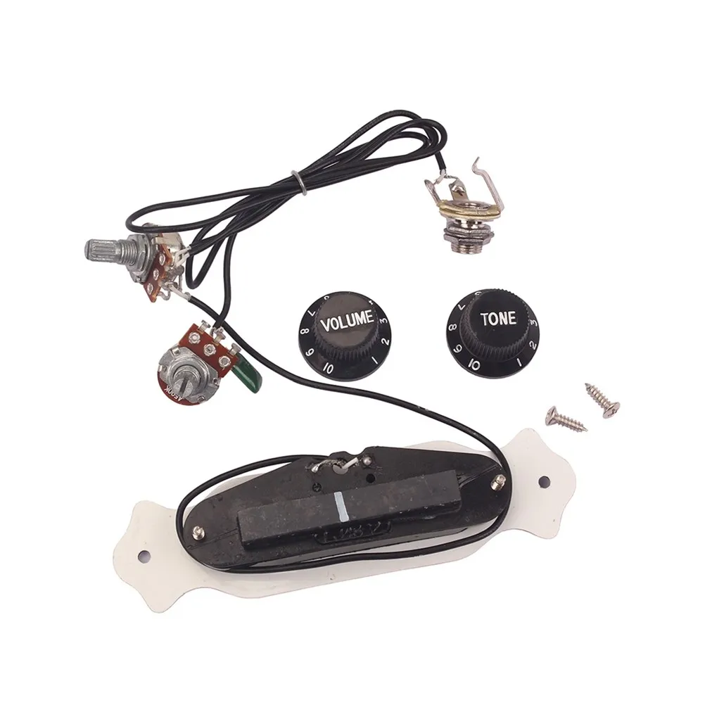 Soundhole Pickup Prewired Active for 4-String Electric Cigar Box Guitar Humbucker Adjustable Pole Pieces Volume Tone Knobs