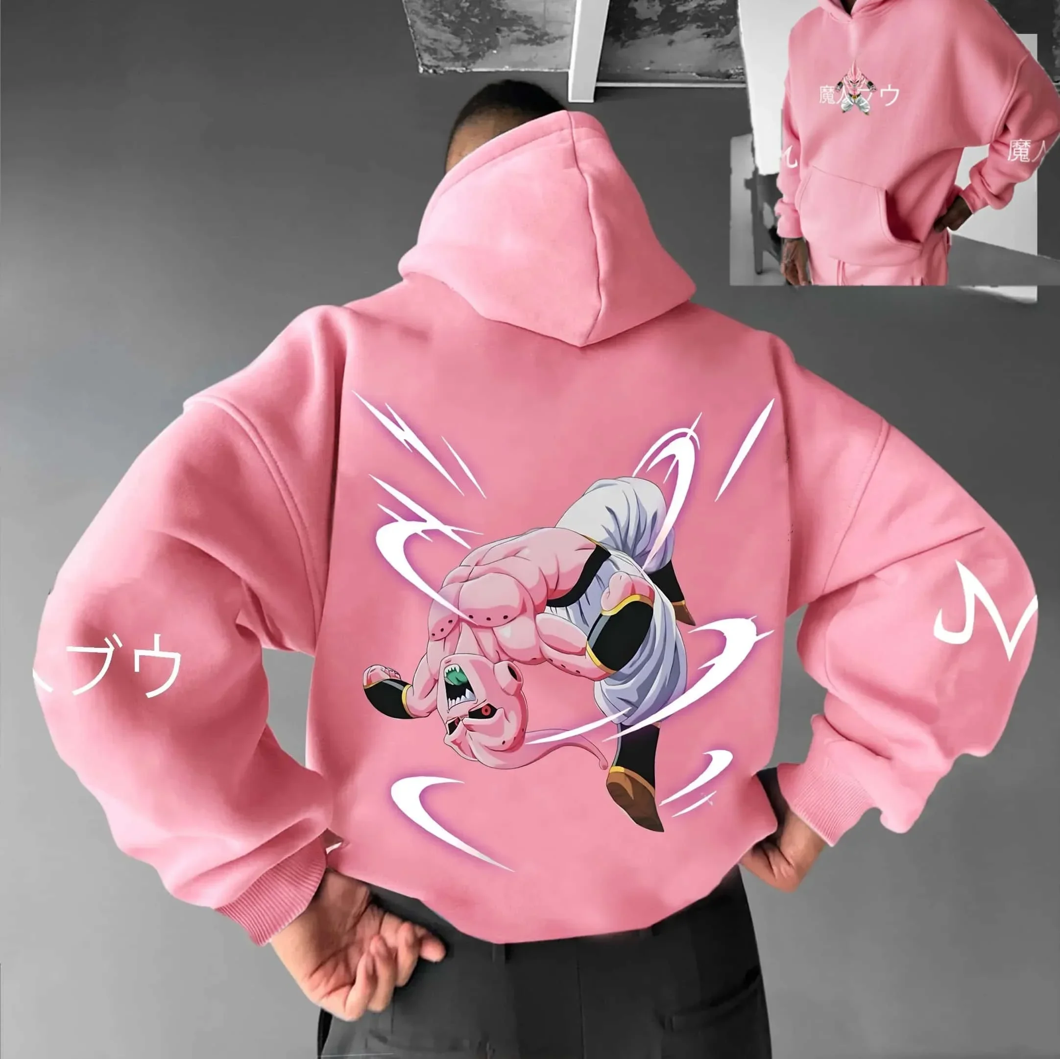 2026/26 Herbst/Winter Dragon Ball Super Dalian Hoodie aus Polyesterfaser, 3D-Druck, Eltern-Kind-Freizeit-Sweatshirt in Rosa – Detail 9