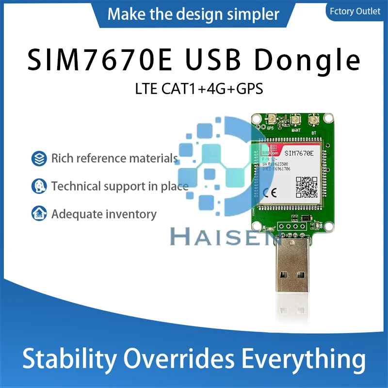 HAISEN SIMCOM SIM7670E-MNGV USB Dongle SIM7670E-MNGV Dongle SIM7670E Core Board LTE CAT1+GPS+Qualcomm chip SIM7670