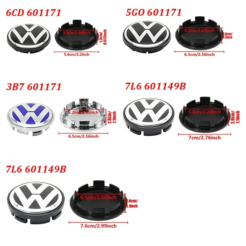 4pcs VW Wheel Center Hub Caps 56mm 65mm 66m 70mm 76mm wheel cover For VW Golf 4 5 6 7 Passat B5 B6 B7 Polo Touran CC accessories view 4