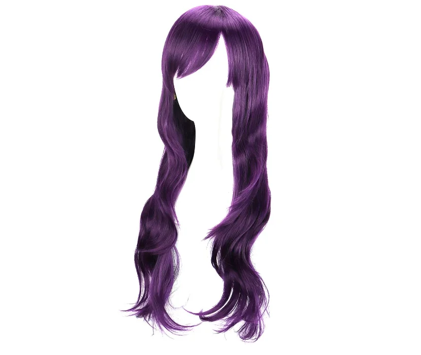 Perucas encaracoladas roxas longas para mulheres, fantasia de cosplay, cabelo cheio, 28 polegadas, 70cm