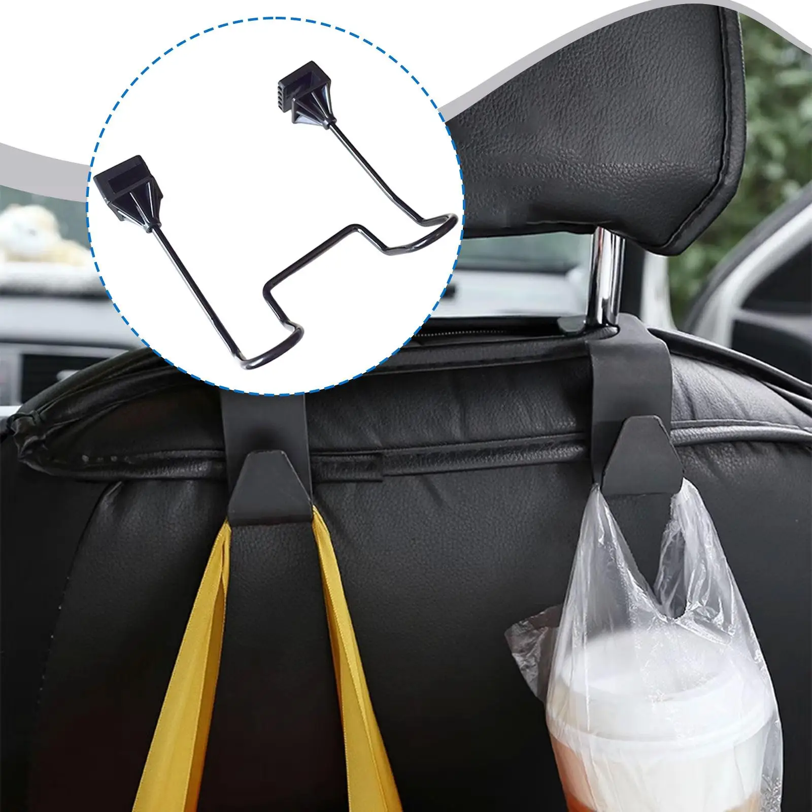 Heavy Duty Car Seat Back Hanger Steel Headrest Hook for Hard Hat Jacket for Truck SUV Vehicle Storage Solution
