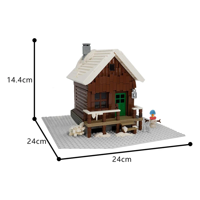 799PCS MOC Snowy Winter Cottage Bricks Model Creative Street View Christmas House Lodge Building Blocks Snowflake Tree Toys