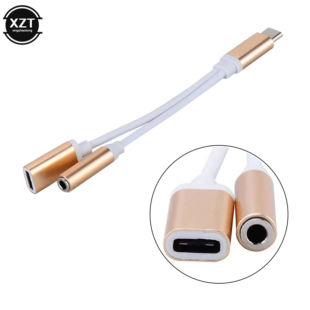 Type C To 3.5mm Jack USB-C To 3.5 AUX Audio Cable 2in1 USB Audio Splitter USB C Earphone Cable Charging Adapter Phone Accessory