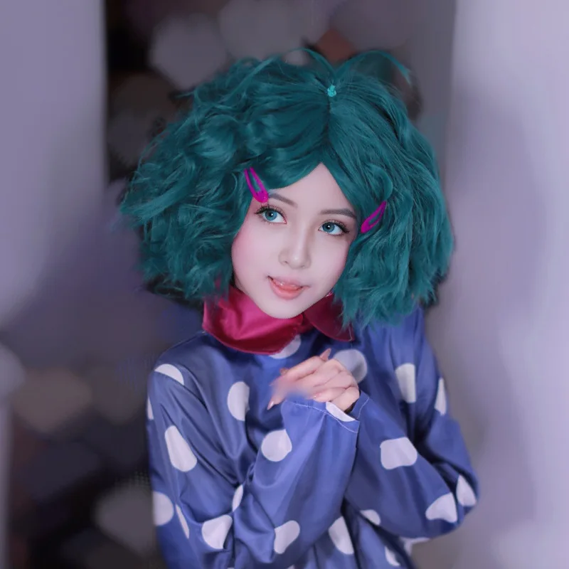 Parrucca cosplay natalizia corta blu per donna con separazione centrale da dentro e fuori 2 - Moomoo