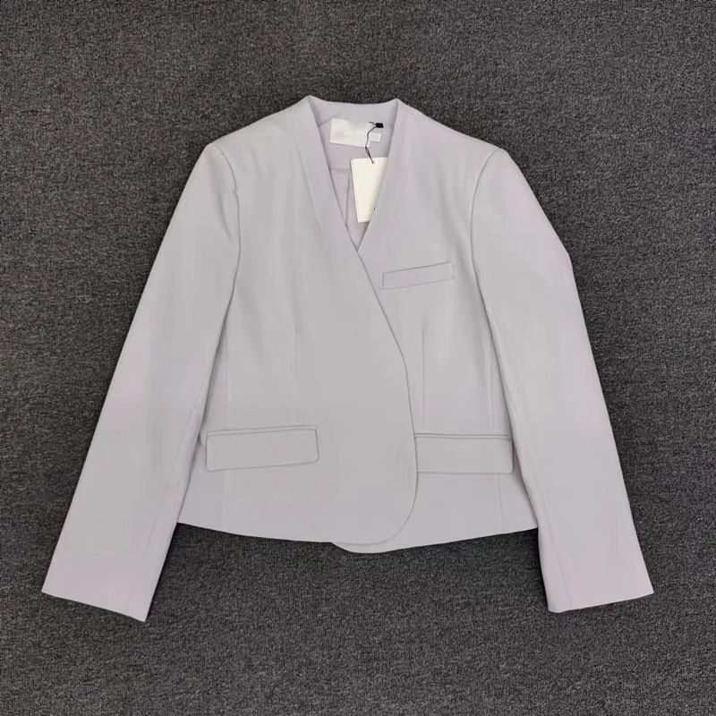 Verwelkte nordische minimalist ische Retro Blazer Frauen Jacke Frauen Tops Freizeit anzug hochwertige Mode solide V-Ausschnitt