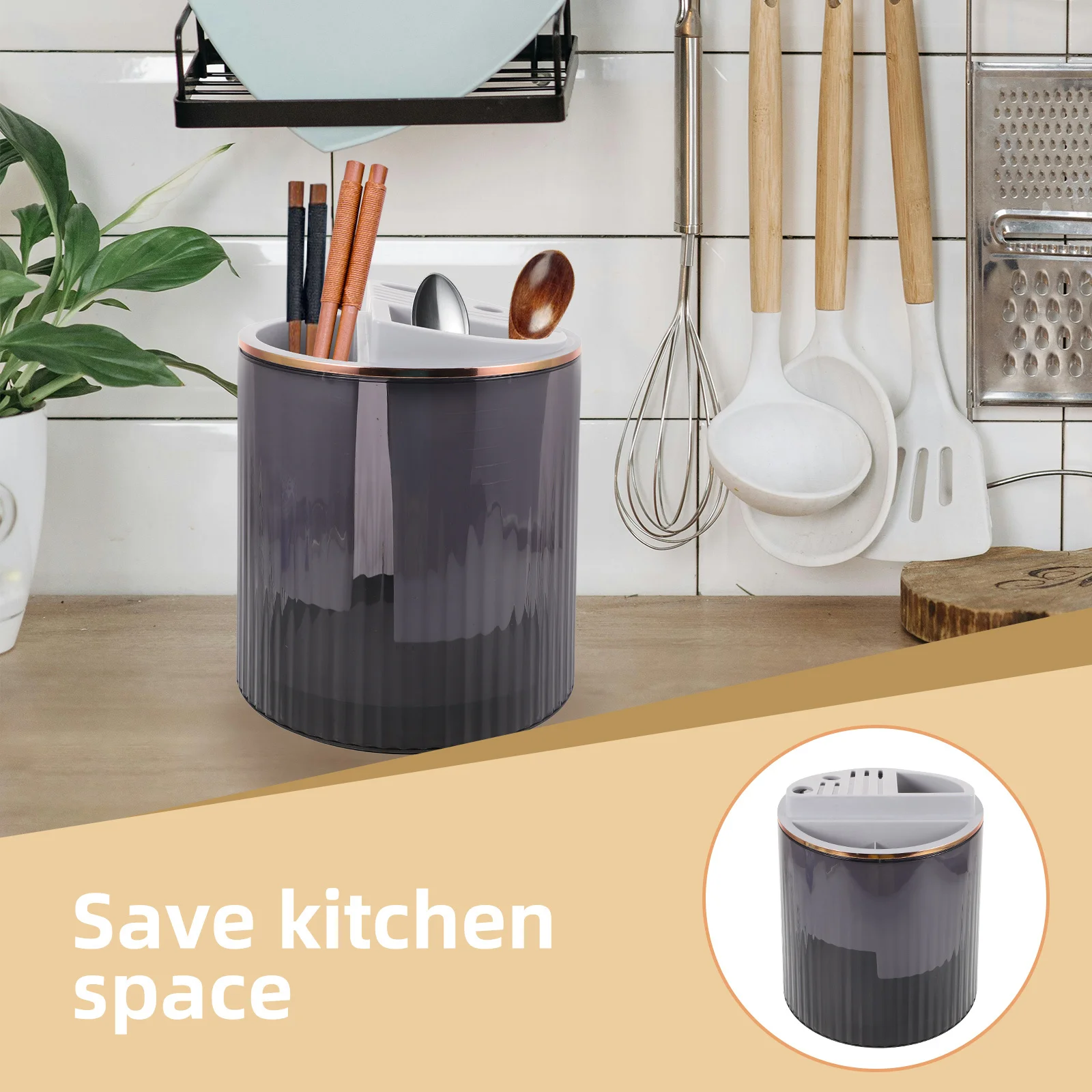 

Rotatable Cutter Organizer Kitchen Utensil Holder Chopsticks Spoon Stand Elegant Space Saving Design Modern Decor