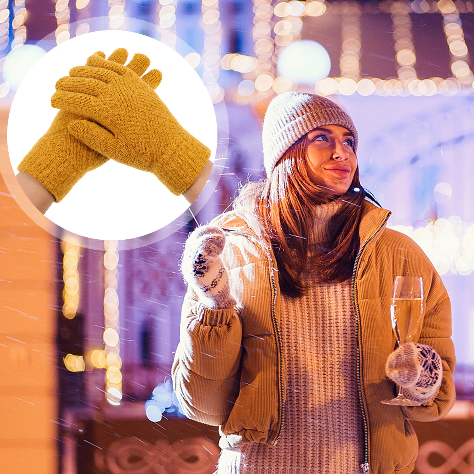 1 قطعة 1 زوج الشتاء حساسة قفازات محبوك الشتاء القفازات للنساء القيادة القفازات الدافئة ركوب الدراجات مهرجان الزفاف استخدام