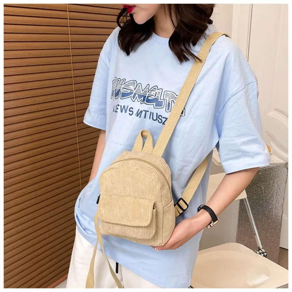 Teenager Soulder Bag Corduroy Backpack Handbag Rucksack School Bags Casual Commute Student Bookbags College