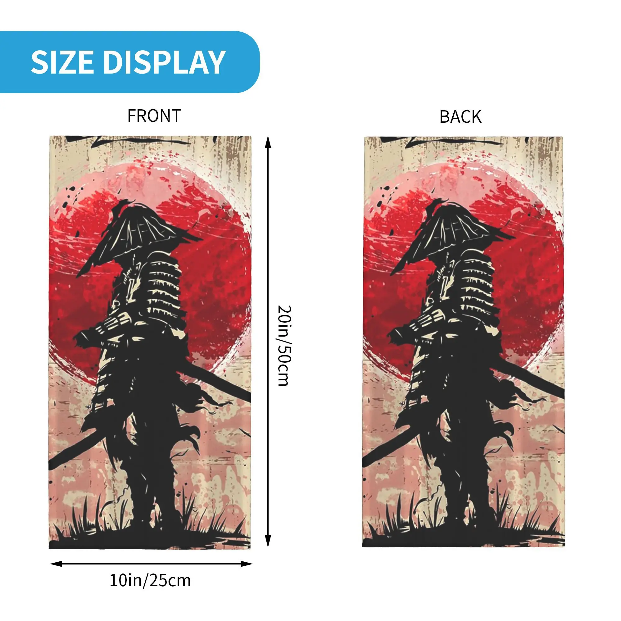 Japanese Art Samurai Fighter Bushido Bandana Neck Cover Printed Mask Scarf Warm Headband Hiking Fishing Unisex Adult Washable