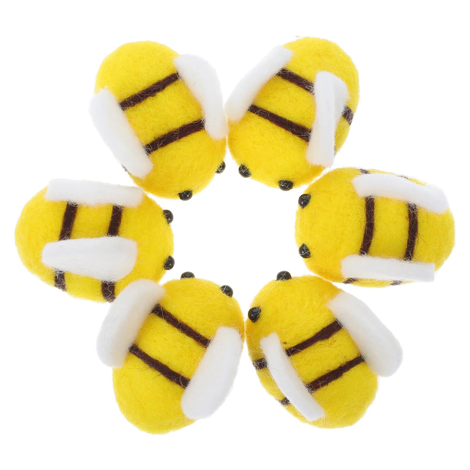 

6PCS Wool Felt Bees Handmade DIY Materials for Hair Clips Accessories Clothing Hats Adorable Mini Crafts Realistic