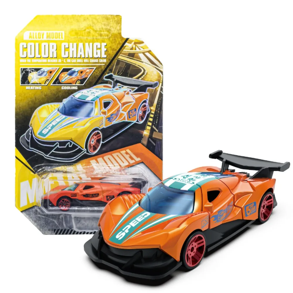 Durable 1:64 Scale Color Changing Car Crash-Resistant Vehicle Plastic Racing Car Model Alloy Temperature Sensitive Pull Back Car