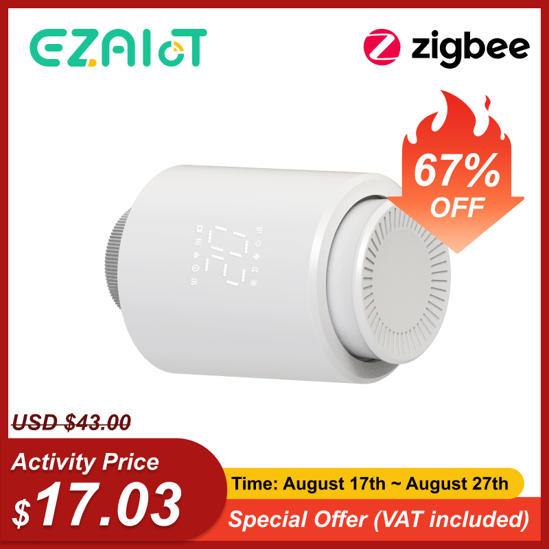  Smart Thermostat TRV Radiator Valve Zigbee/WiFi Tuya Actuator Head Remote Temperature Controller Voice Control Alexa Google Home 