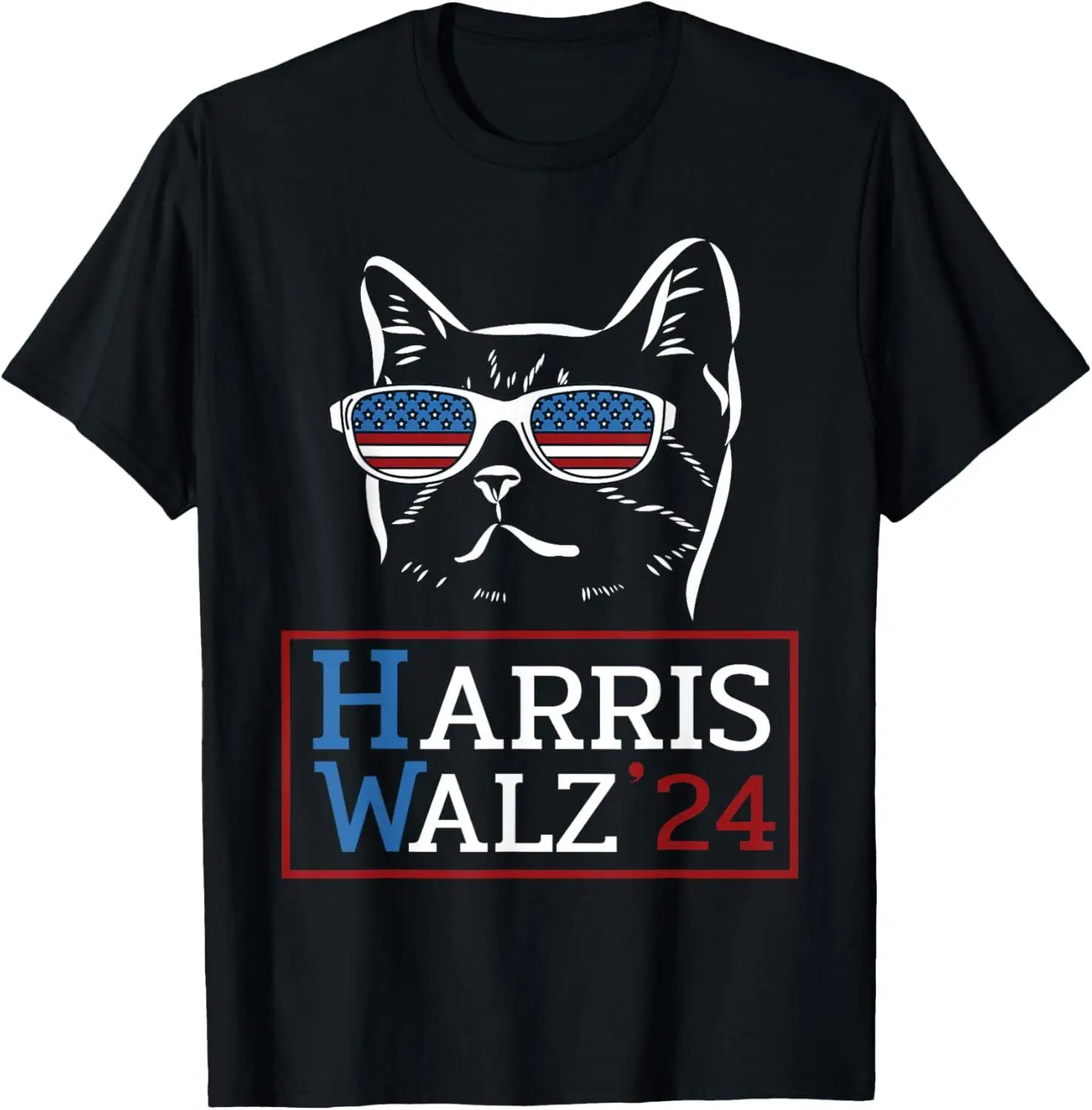 Harris Walz 2024 Funny Cat Election Kamala Harris Tim Waltz T-Shirt