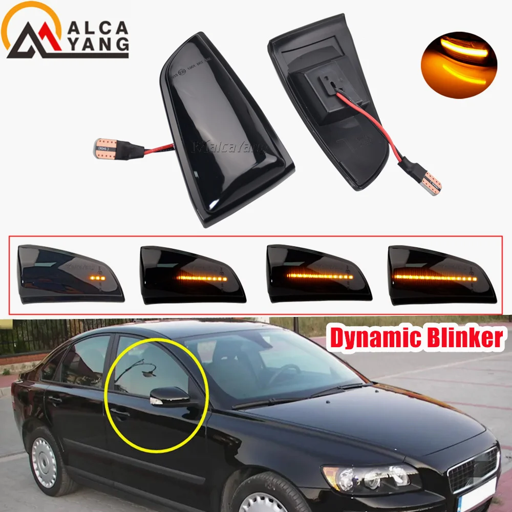 Dynamic Blinker Side Mirror Sequential Indicator LED Turn Signal Light For Volvo S40 2004-2007 V50 2004-2008 C70 2006-2009