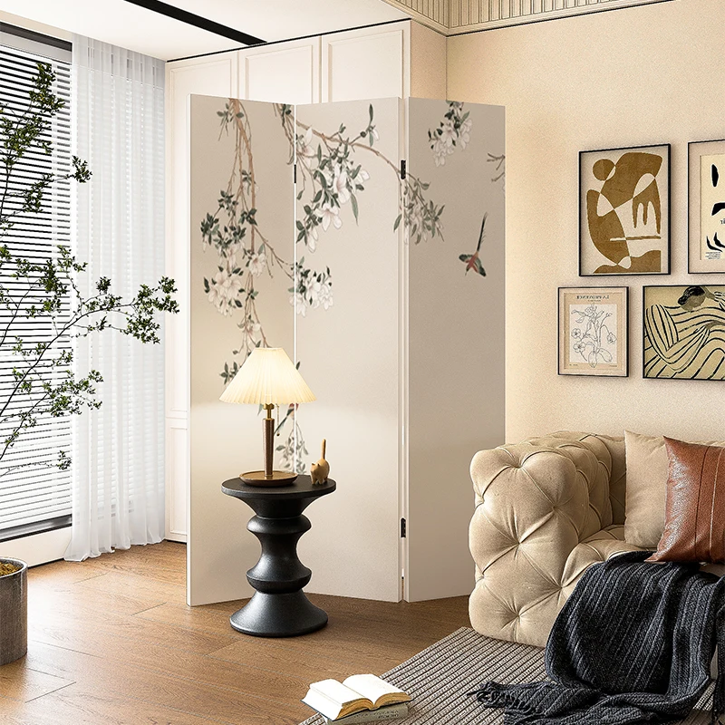 

Screen partition living room bedroom block home folding mobile simple new Chinese background decorative fabric folding screen