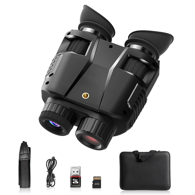 10X Digital Night Vision Head Mounted Goggles Zoom 492FT IR Night Vision Binoculars  Helmet 4K Recording with 64GB for Hunting