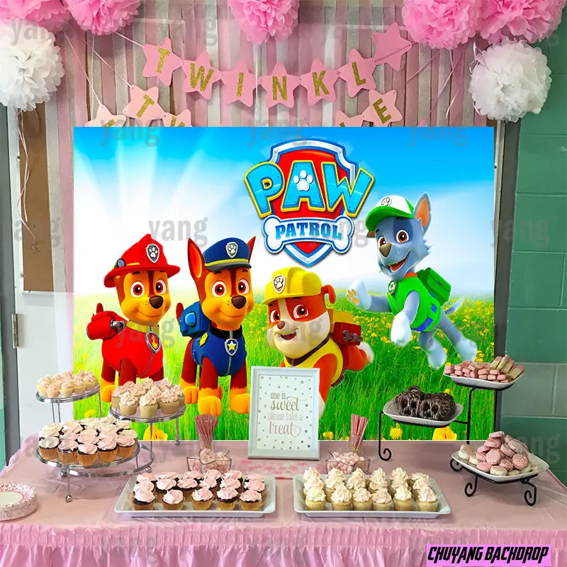 ภาพฉากหลัง Party Custom Zuma Everest Paw Patrol สุนัขกู้ภัยพื้นหลังเด็กวันเกิดการถ่ายภาพ Photocall ตกแต่งแบนเนอร์