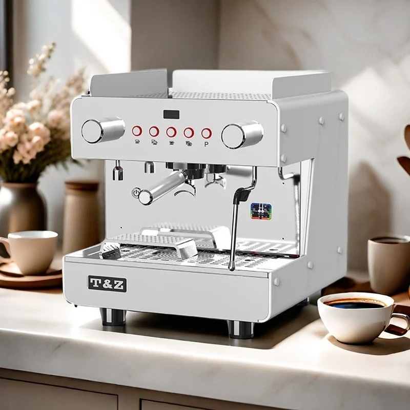 For E61 System Semi Automatic Commercial Grade Espresso Machine Stainless Steel Boiler 9 Bar Pressure Dual Needle Gauge