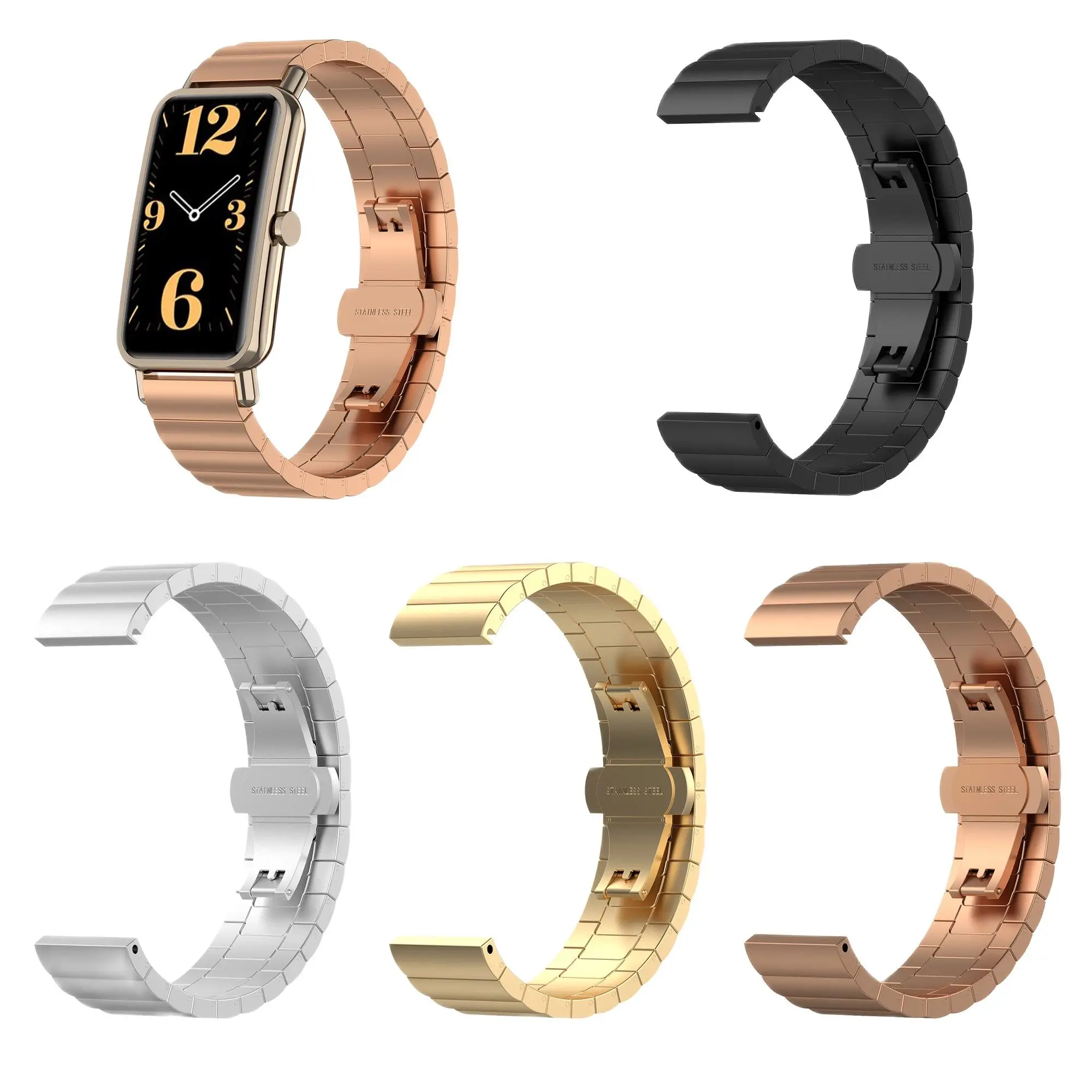 16mm Stainless Steel wristband for Huawei watch fit mini smartwatch Metal strap keep B4 Huawei Bracelet B3/6 TIMEX Timex TW2T359