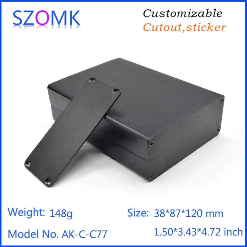 SZOMK 1Pcs Blcak Aluminium Enclosure Case Mini Electronic Project Box 38x87x120mm DIY Alu. Housing