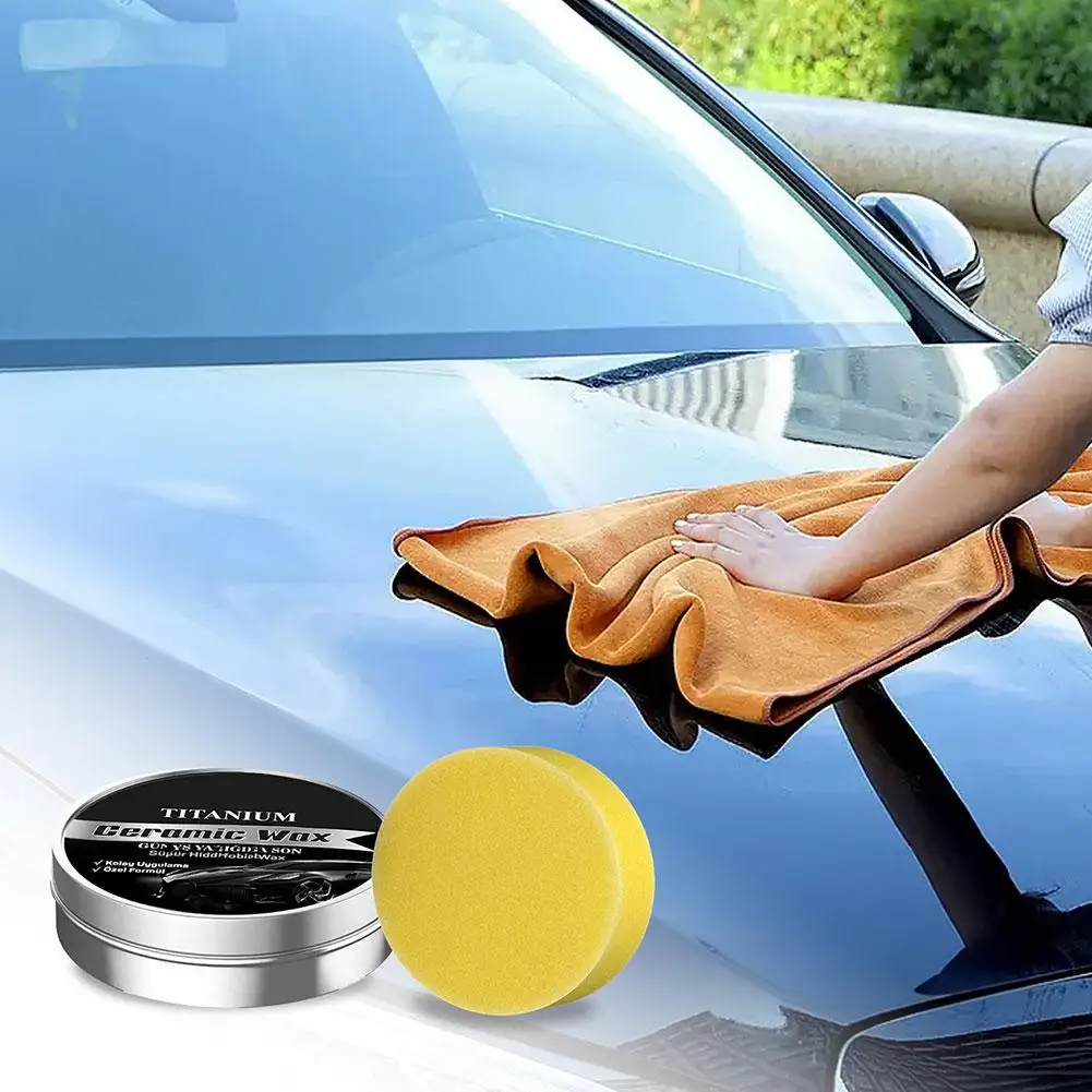 1-5pcs Ceramic Wax Cream Easy Apply Titanium Ceramic Car Wax Waterproof Scratch Resistant Paint Sealant With Applicator Sponge view 2