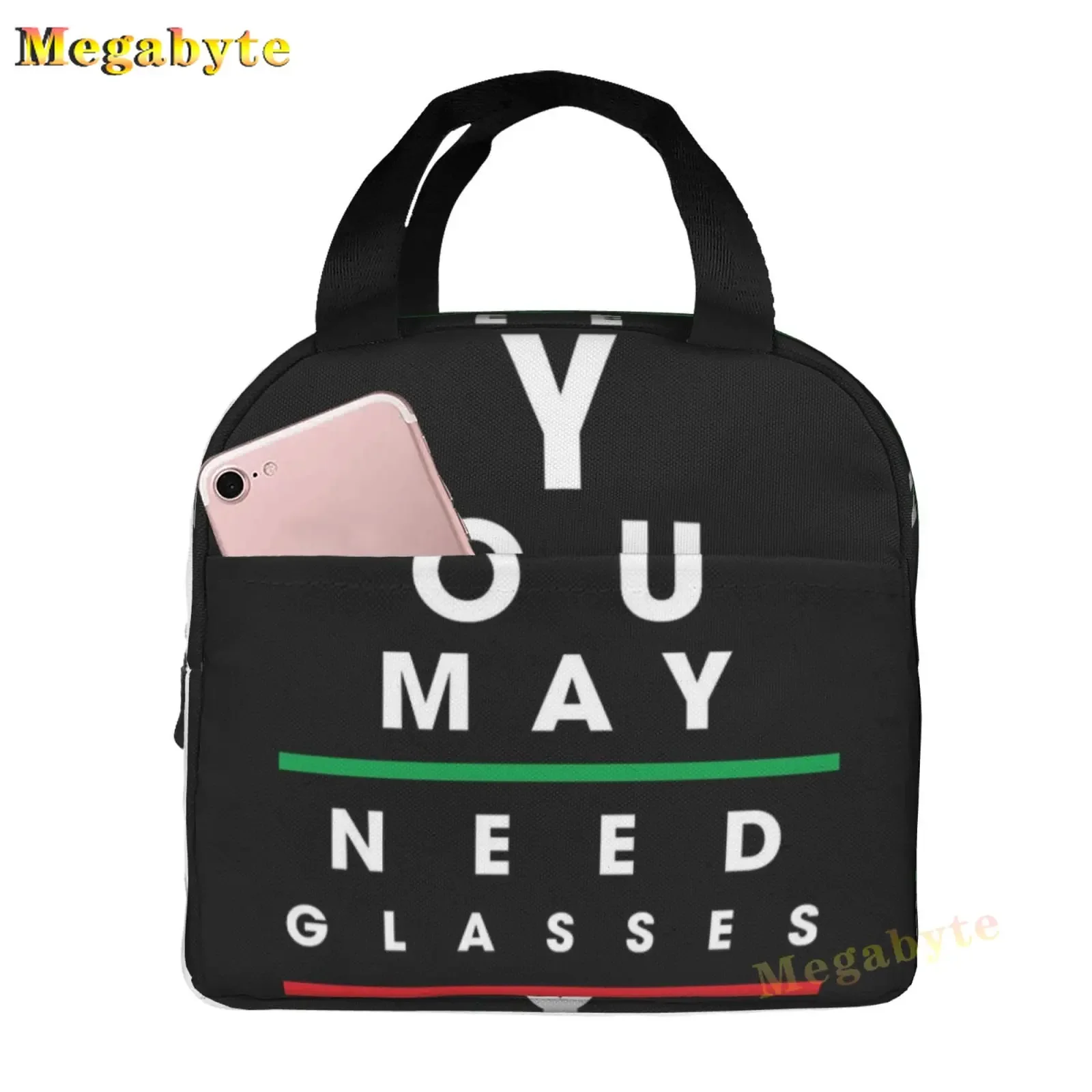 Black Snellen Chart Thermal Insulated Lunch Bags Women Vision Test Optical Optics Eye Test Medicine Glasses Lunch Tote Food Box