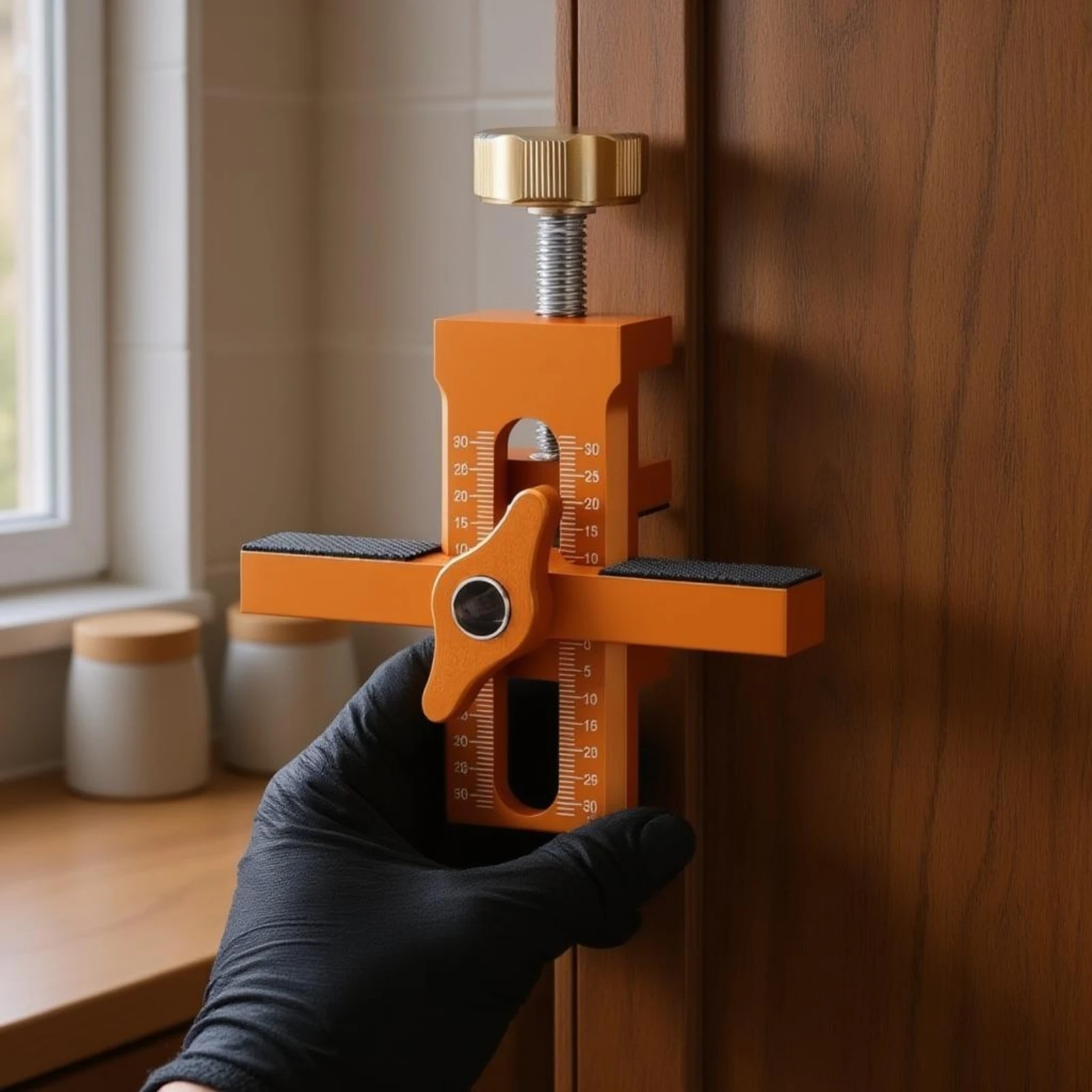 Cabinet Door Installation Clamp Aluminum Alloy Cabinet Door Positioning Clamp Panel Aligner Textured Pads Anti-Slip Pad