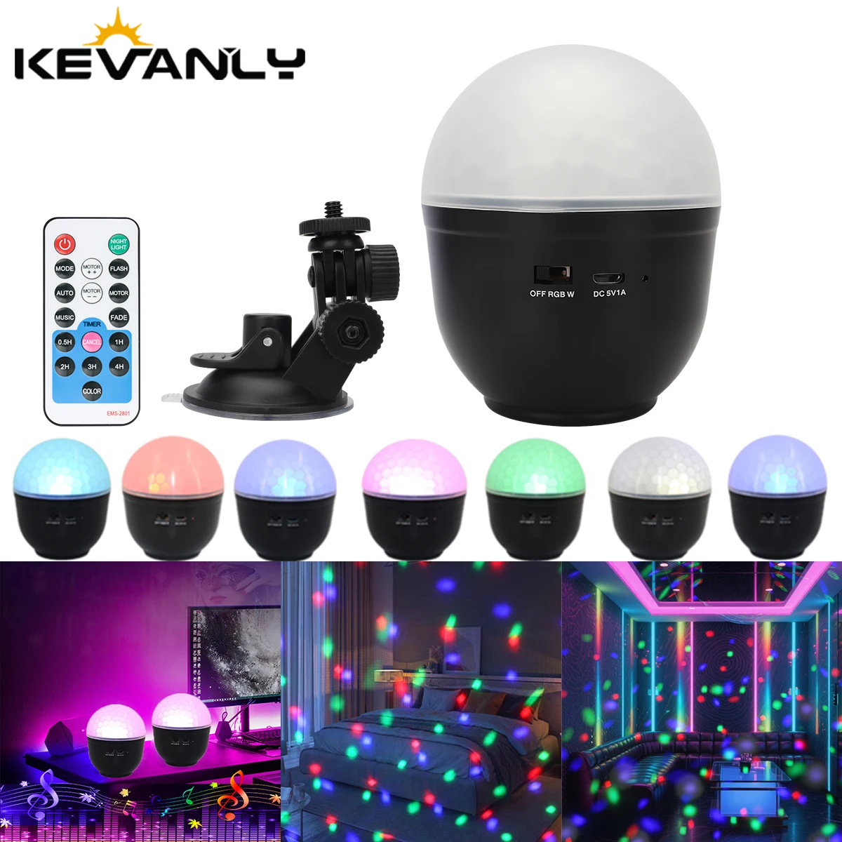 

USB Night Light Party Light Disco Ball Light RGB Music Rhythm Light With Remote Control Car Decorative Lamp For Christmas Gift