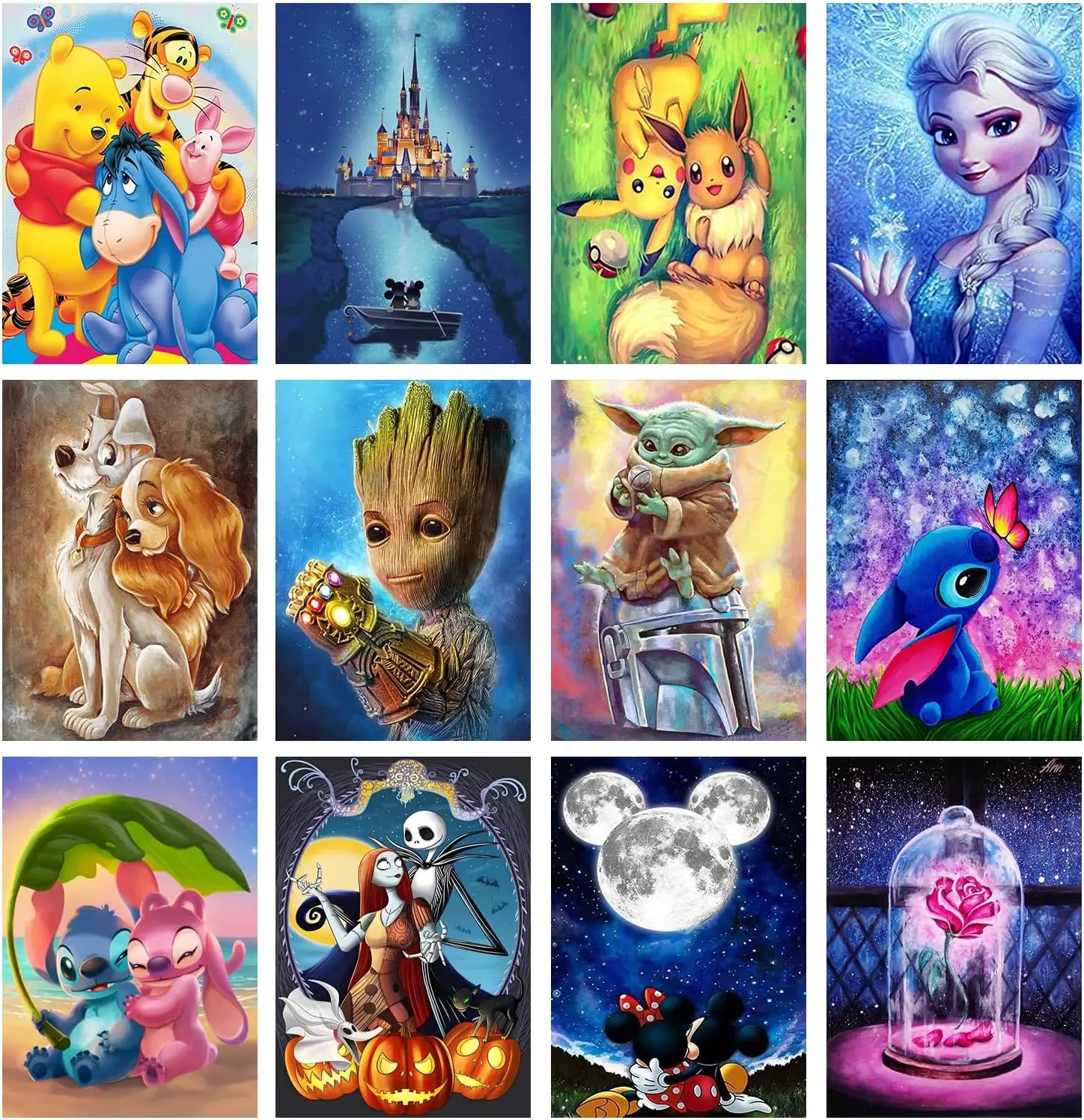 

Наборы для алмазной живописи FFPTBNYX, 12 штук, для взрослых, 5D-серия с мультяшными персонажами, набор для начинающих, алмазная живопись своими руками, круглые стразы