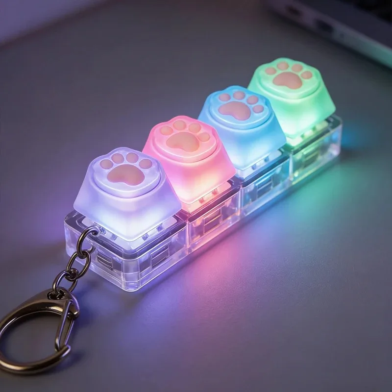 Chaveiro de Teclado com Luz LED - Brinquedo Antiestresse e para Alívio da Ansiedade, Acessório Portátil para Decoração de Mesa de Escritório e Presente
