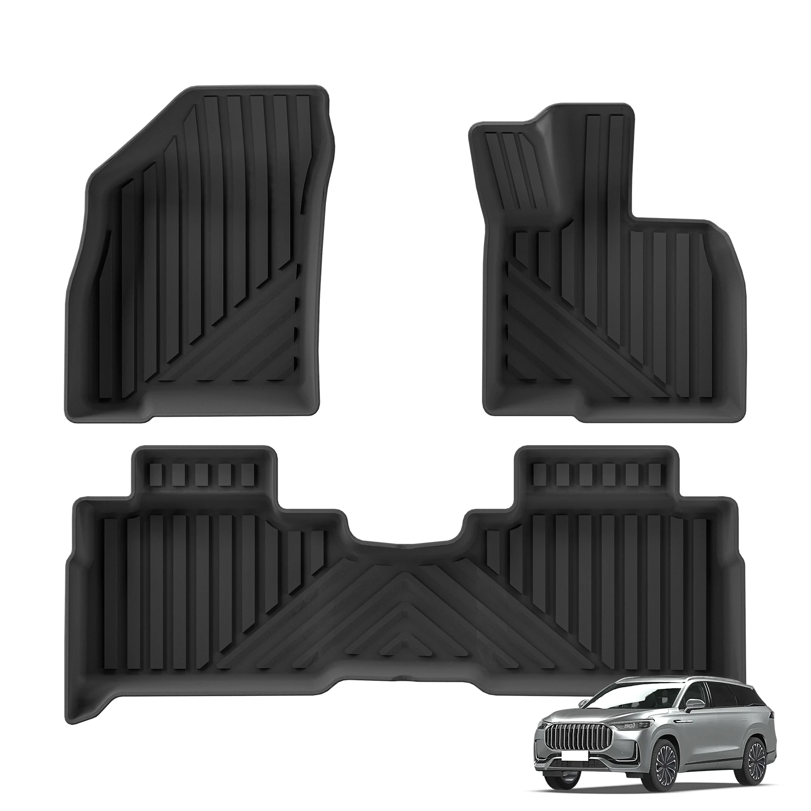LUCKEASY Right Drive for Jaecoo J7 (SHS Hybrid) 2023-2026 Car Floor Mats 3PCS TPE 3D Foot Pad All Weather Accessories Black