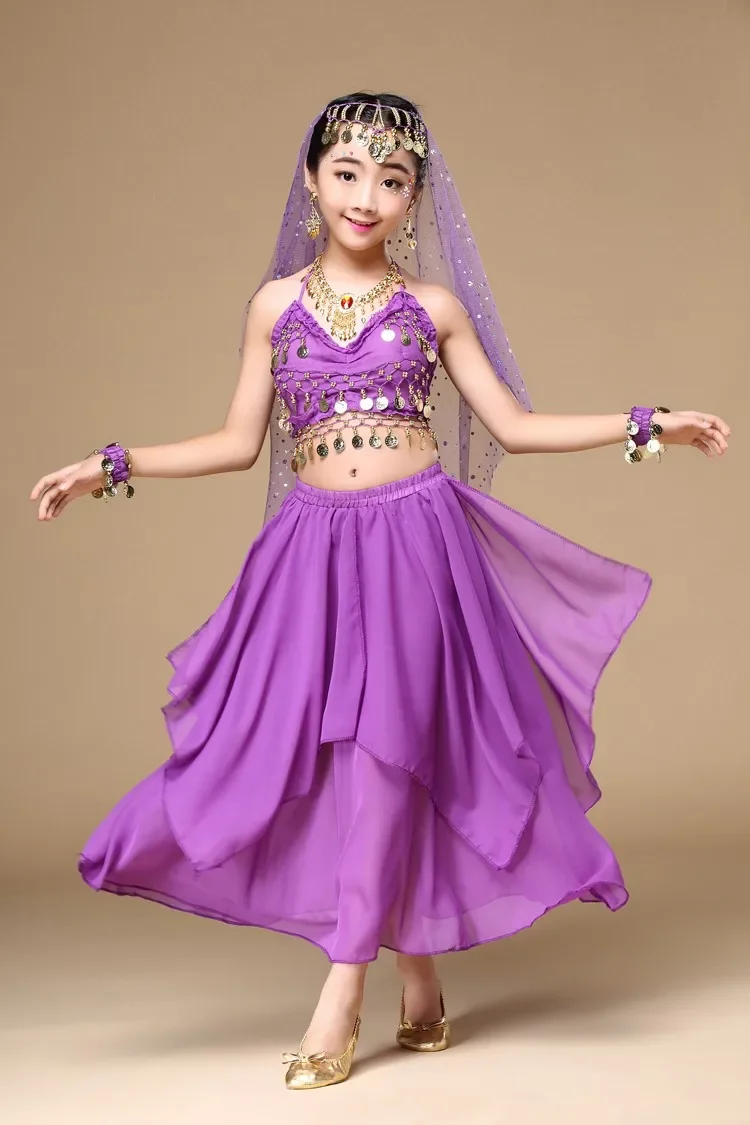 Costumi di danza del ventre per bambini Set costumi di danza orientale Set di danza del ventre ragazze egiziano Bollywood bambini indiani abbigliamento per danza del ventre