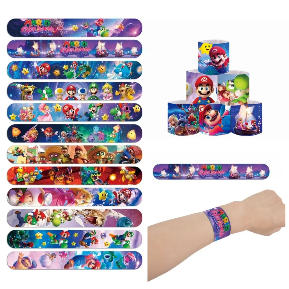 

Super Mario slap bracelet. PVC slap bracelet wristband, decorative wrist strap. Educational reward, small party prize