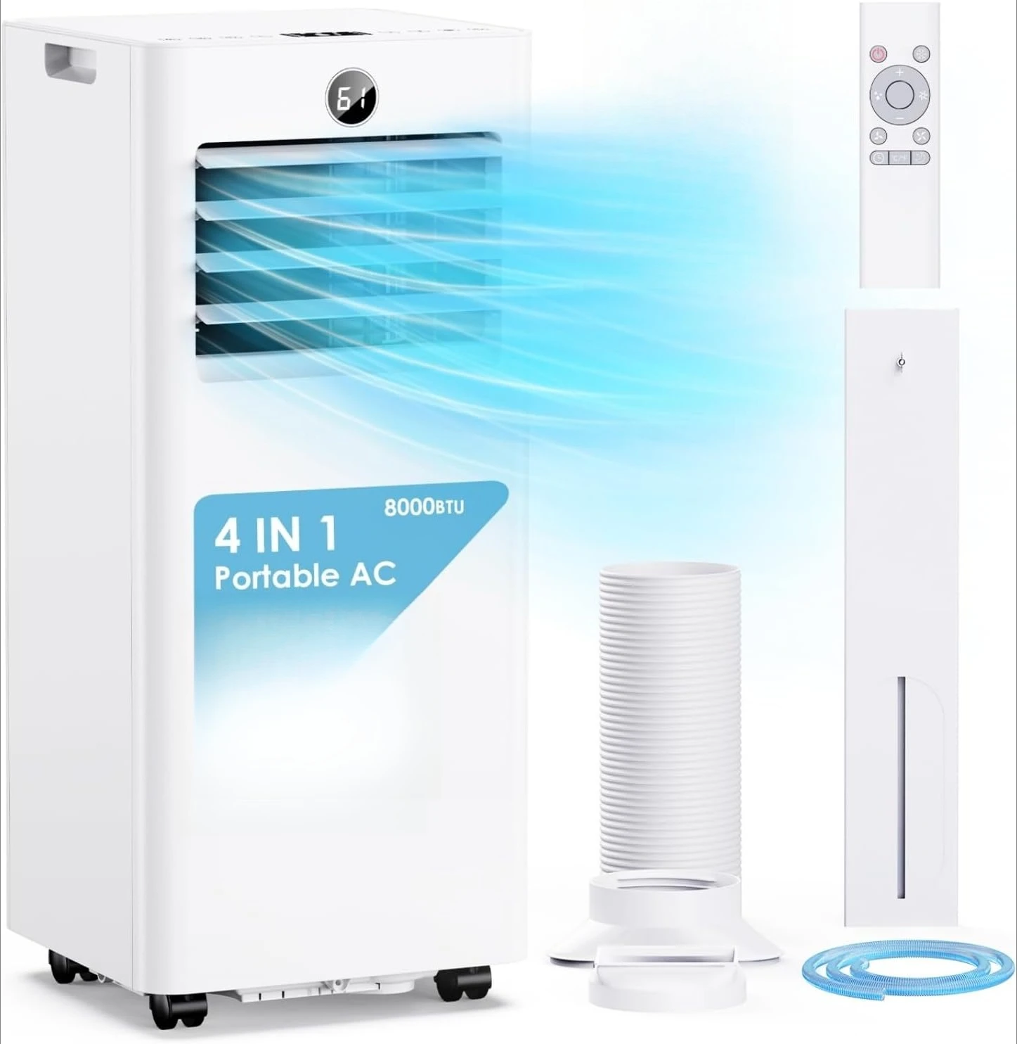 Portable Air Conditioners, Quiet Air Conditioner Unit with WiFi/App Control, Dry, Fan, Cool, Sleep Modes 4-IN-1 AC Unit for Room with Window Kit, 24H Timer