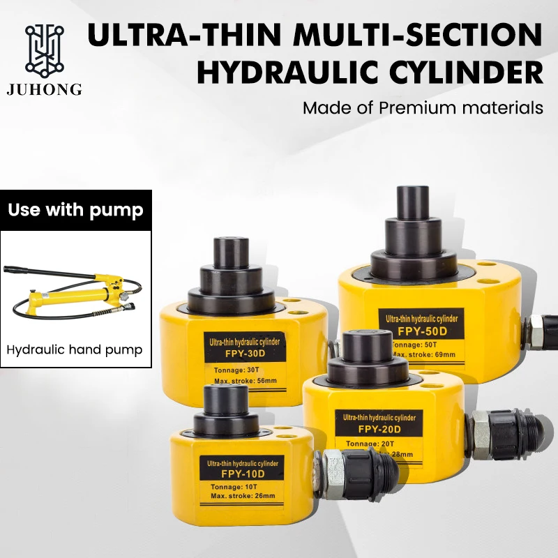 10 Ton Ultra-Thin Multi-Section Hydraulic Jack,Split Hydraulic Booster for Machinery Bridge,Portable Hydraulic Lifting Cylinder