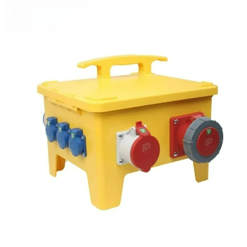 Yellow Portable Three-phase Flame-retardant Industrial Socket Box, Security Equipment Shell, Plastic Distribution Box